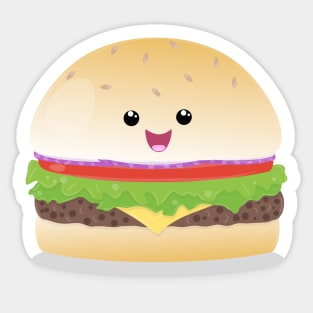 Cute happy kawaii hamburger cartoon Sticker